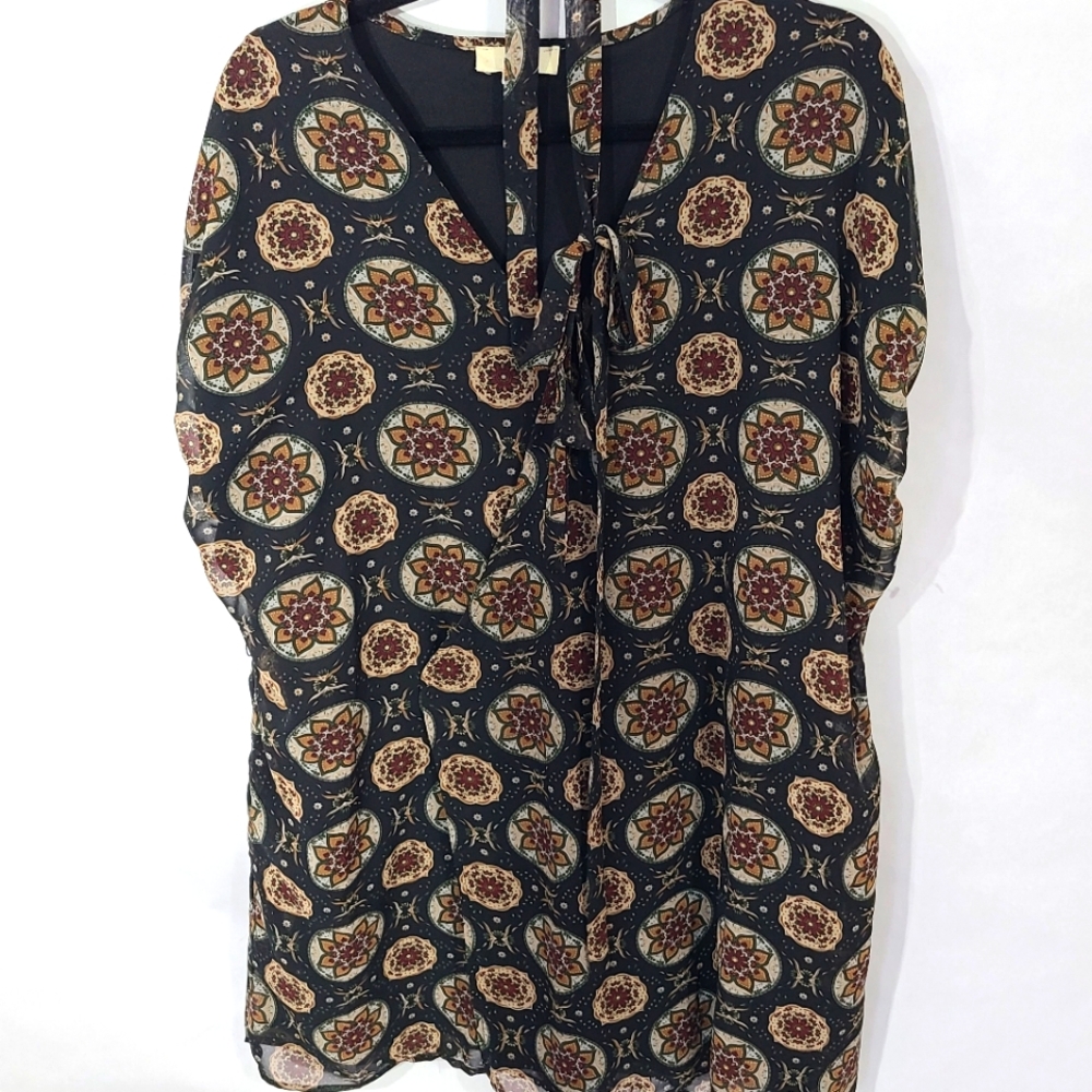 Entro Women's Size Medium M Mini Dress Black with Circular Design Office‎ - Picture 5 of 11